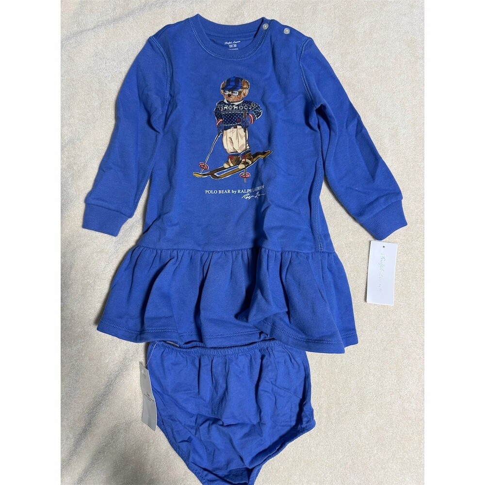 Polo Ralph Lauren Polo Bear Ski Dress & Bloomer Set Baby Girls Purple 24M